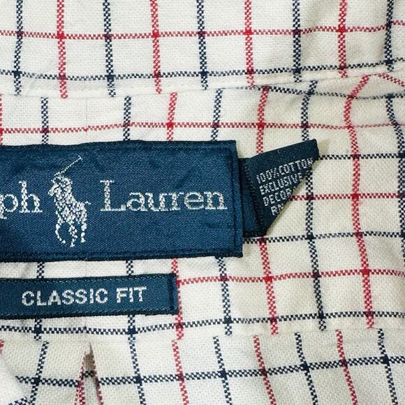 Polo Ralph Lauren Shirt Mens XL White Red Blue Check Casual Button Up Preppy VTG - Picture 4 of 9